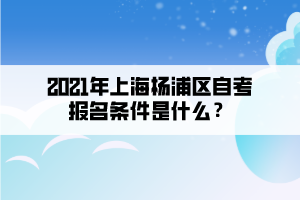 2021年上海杨浦区自考报名条件是什么?