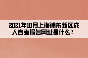2021年10月上海浦东新区成人自考报名网址是什么?